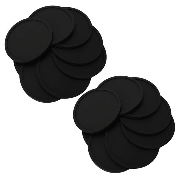 Posavasos de Silicona Negra Juego de 16 Antideslizantes Redondos, Suaves, Elegantes y Duraderos FáCil de Limpiar Negro