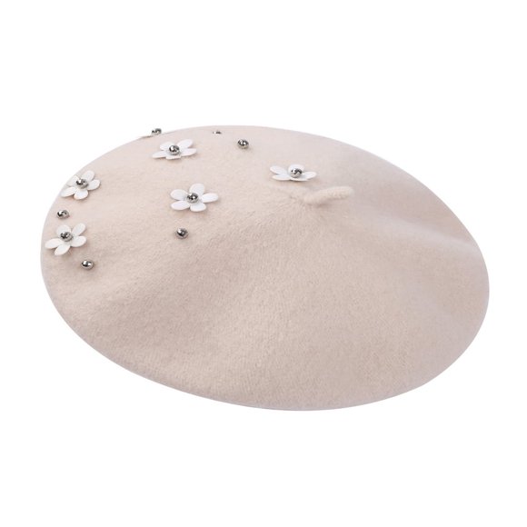 MesaSe Kids Toddler Infant Girl French Woolen Beret Hat Boutique Bailey Cap Artist Warm Floral Beanie Cap For Spring