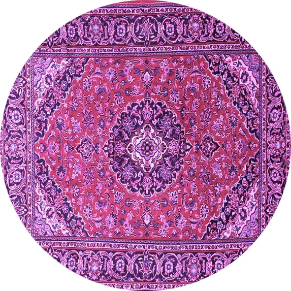 Ahgly Company Indoor Round Medallion Purple Traditional Area Rugs, 6' Round