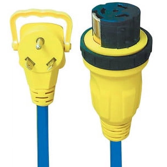 Voltec Industries 16-00591 30-Ampere to 50-Ampere RV Locking 10/3 STW Adapter, 2-Feet