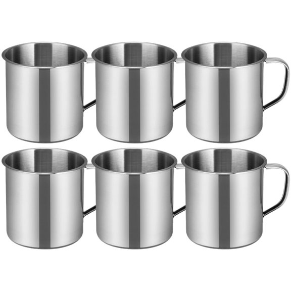 Raindrops 6Pcs Stainless Steel Mug Non Spill Cups for Toddlers Round Silver Smooth Edges House Use