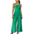 thumbnail image 2 of HongQid Jumpsuits For Women Dressy Sleeveless One Shoulder Wide Leg Rompers With Pockets Summer Outfits, 2 of 9