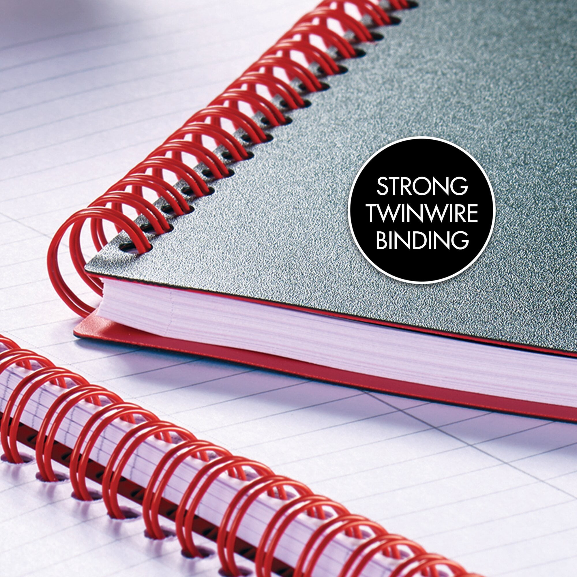 Black n' Red Softcover Business Notebook, Twin Wire, 70 Sheets, 8.25" x 5.78", Black