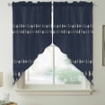 thumbnail image 2 of Rustic Botanical Swag Curtains for Kitchen/Bedroom/Living Room, Japanese Herb on Black Simple Art Scalloped Curtains 63 Inch Long, Rod Pocket Window Swag Topper Curtains Valances 2 Panels Set 36"x63", 2 of 8