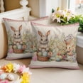 thumbnail image 2 of Easter Decorative Throw Pillow Covers 18x18 Inch Set of 2 Eucalyptus Leaves Truck Home Decor Pillow Cases for Couch, Flower Eggs Plaid Cushion Case for Living Room Bedroom Bed Car Chair, 2 of 9