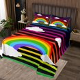 thumbnail image 2 of Erosebridal Kids Cartoon Rainbow Coverlet Set King, Gradient Stripes Bedding Set, Cloud Room Decor, 3-Piece, 2 of 5