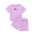thumbnail image 2 of Kiijoy Toddler Girls DIY Letter Embroidery Short Sleeve T-Shirt and Shorts Set, Sizes 3-4T, 2 of 6