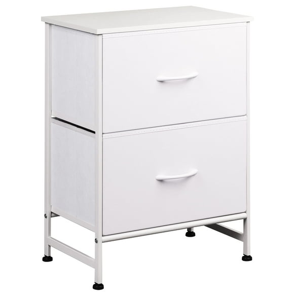 Mesita de noche WLIVE Mesita de noche con 2 cajones para dormitorio, color blanco