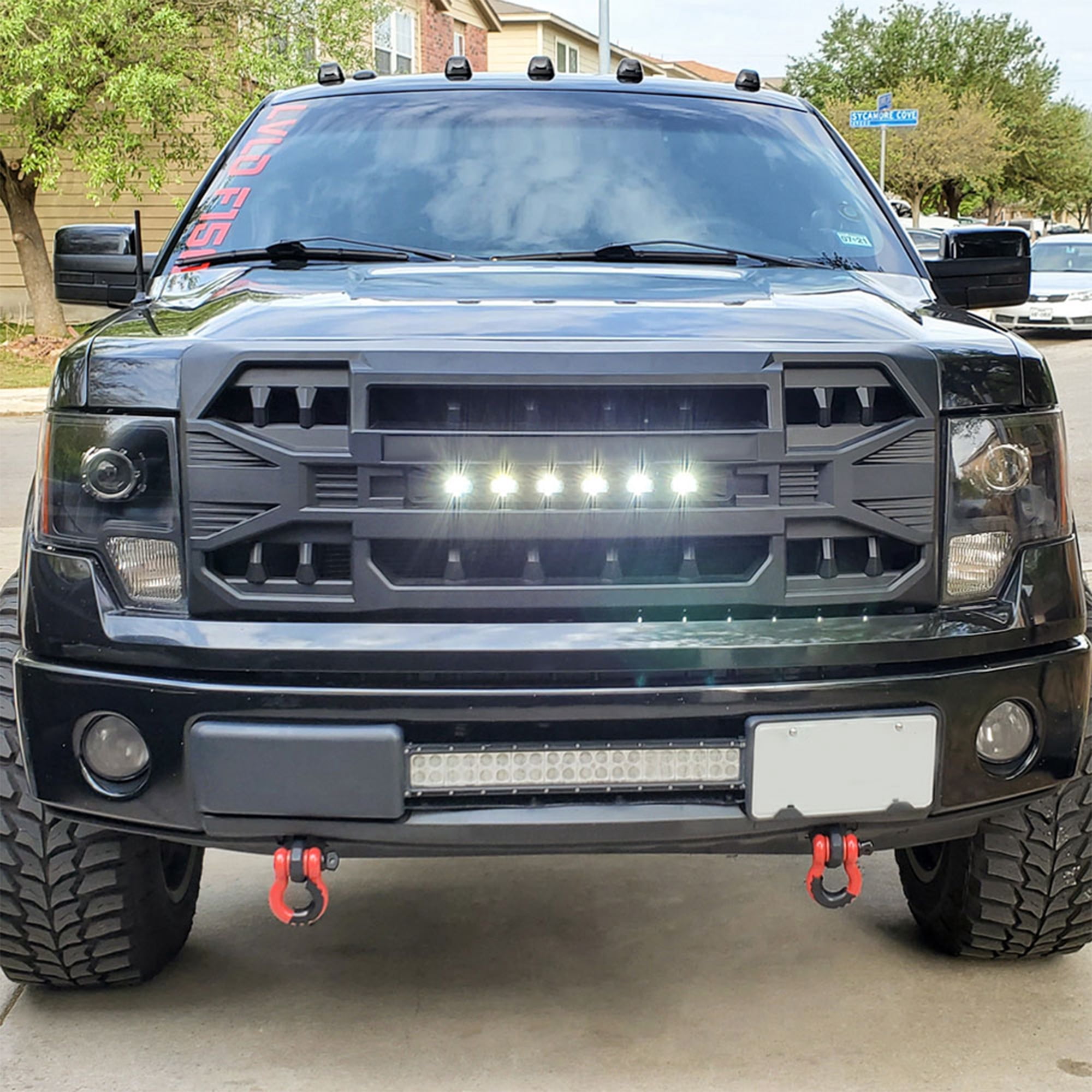 AMERICAN MODIFIED Armor Grille w/Off Road Lights for 2009-2014 Ford F150