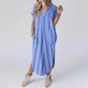 thumbnail image 4 of Vestido de Manga Corta para las Mujeres, Vestido Casual de Cuello en V de Bolsillo de Impresión de Moda Sexy Hecho de Poliéster Ligero para el Verano, Vestido de Verano para las Mujeres, 4 of 5