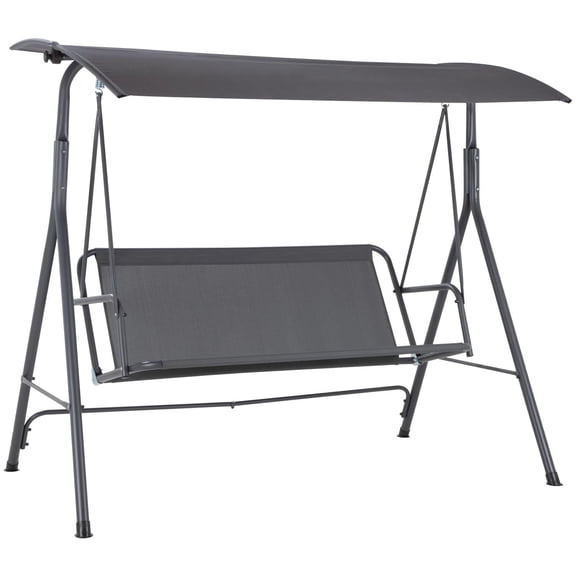 Columpio De Jardín Para Exterior Summer Con Toldo Abatible 3 Asientos Textilene Acero KingsHouse gris 4 Piezas