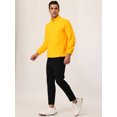 thumbnail image 3 of Chaqueta de forro polar con cremallera completa para hombre, manga larga, cuello alto suave, abrigo de invierno para exteriores con bolsillos Amarillo M, 3 of 5
