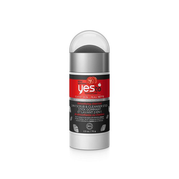 Yes To Tomatoes Clear Skin Detoxifying Charcoal 2 in 1 Scrub and Cleanser Stick, 2.5 oz