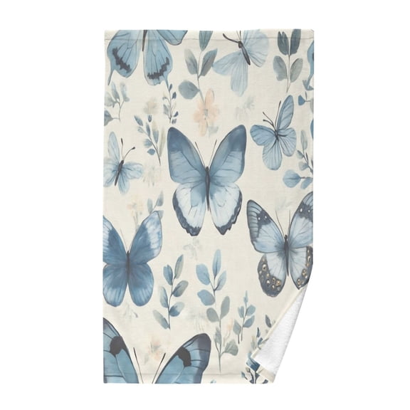 Pure Cotton Face Towel 16x28 Inches Hand Towel Bath Towel Hand Bath Towels Soft Good Water Absorption for Washing Face Wiping Face Big Blue Butterfly Seamless