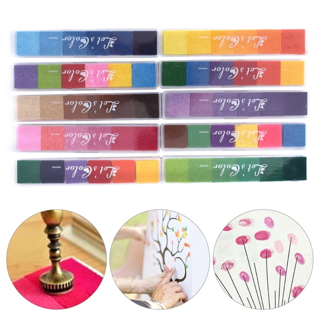Coloured Ink Pad, Multifunction Ink Pad, Interesting 10 Pieces Easy Clean Color Ink Pad Exquisite For School Outdoor Suitable for Family Can Be Alone