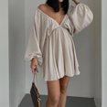 thumbnail image 2 of Vestido corto informal para mujer, color sólido, estilo Sexy, manga farol, traje diario FLhrweasw Para estrenar, 2 of 7