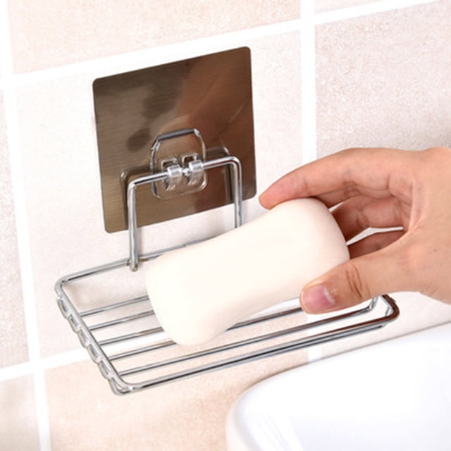 Soporte creativo para jabón de baño de pasta sin costura, soporte de jabón de acero inoxidable, almacenamiento de caja de jabón de doble drenaje