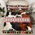 thumbnail image 2 of Manfei Geometric Aztec Queen Sheet Sets for Adult, Rustic Cow Print Flat Sheet, Western Bohemian Style Queen Fitted Sheet, Ultra Soft Home Decor, 4pcs, 2 of 7