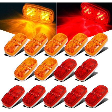 4 Inch Amber LED Rectangular Fender Marker Lights 10 Diodes Bulls Tiger Eye Double Bubble Clearance Lamp for RV Lorry Truck Pickup Trailer Camper Cabin Tractor 12V DC Extra Bright RO12 TMH Pack of 2 