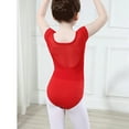 thumbnail image 6 of ZACPNCV Girls Ballet Leotards Dance Leotards Ruffle Short Sleeve Gymnastics Outfits Red 7-8 Years, 6 of 7