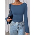 thumbnail image 4 of Top Corto de Manga Larga PRETTYGARDEN para Mujer Gris Azul XS, 4 of 8