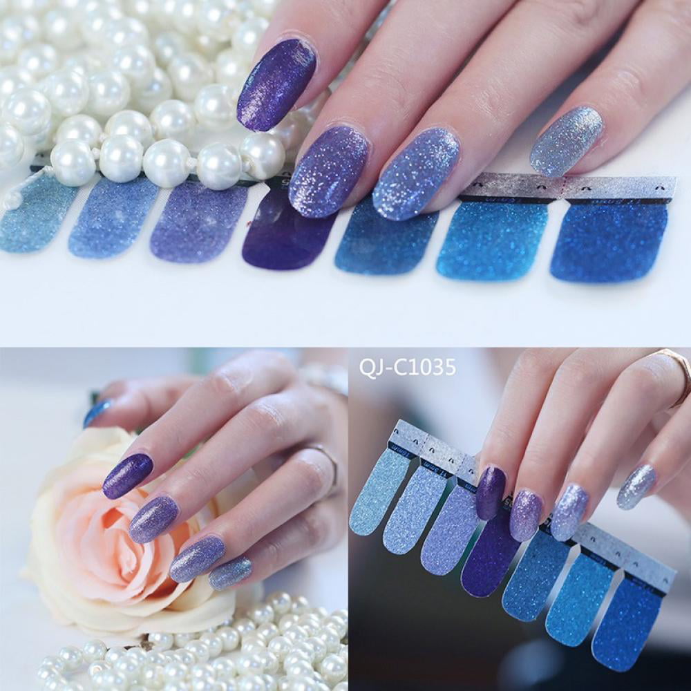 2 Sheets Nail Stickers,Pure Color Shine Full Wraps Nail Glitter Gradient  Color Self-Adhesive Nail Decals False Nail Art Polish Stickers for Women  Girls - Walmart.com