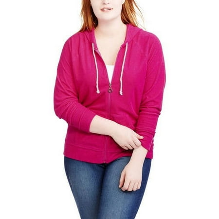 Women's Plus Terry Cloth Hoodie with Rope Trim