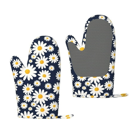 

Matuu Daisy Floral for Silicone Oven Gloves Heat Resistant Grilling Gloves Non-Slip Silicone Oven Mitt Great for Grilling Kitchen and Cooking