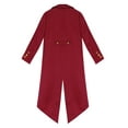 thumbnail image 4 of YEAHDOR Boys Renaissance Steampunk Long Sleeved Tailcoat Medieval Victorian Gothic Notch Lapel Jacket Red 6, 4 of 7