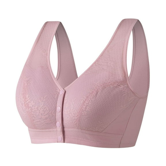 khonts,Women's Front Closure Daisy Bras Supportive Wireless Bra Push up Soft Breathable Bralettes for Older Women Rose Gold 36