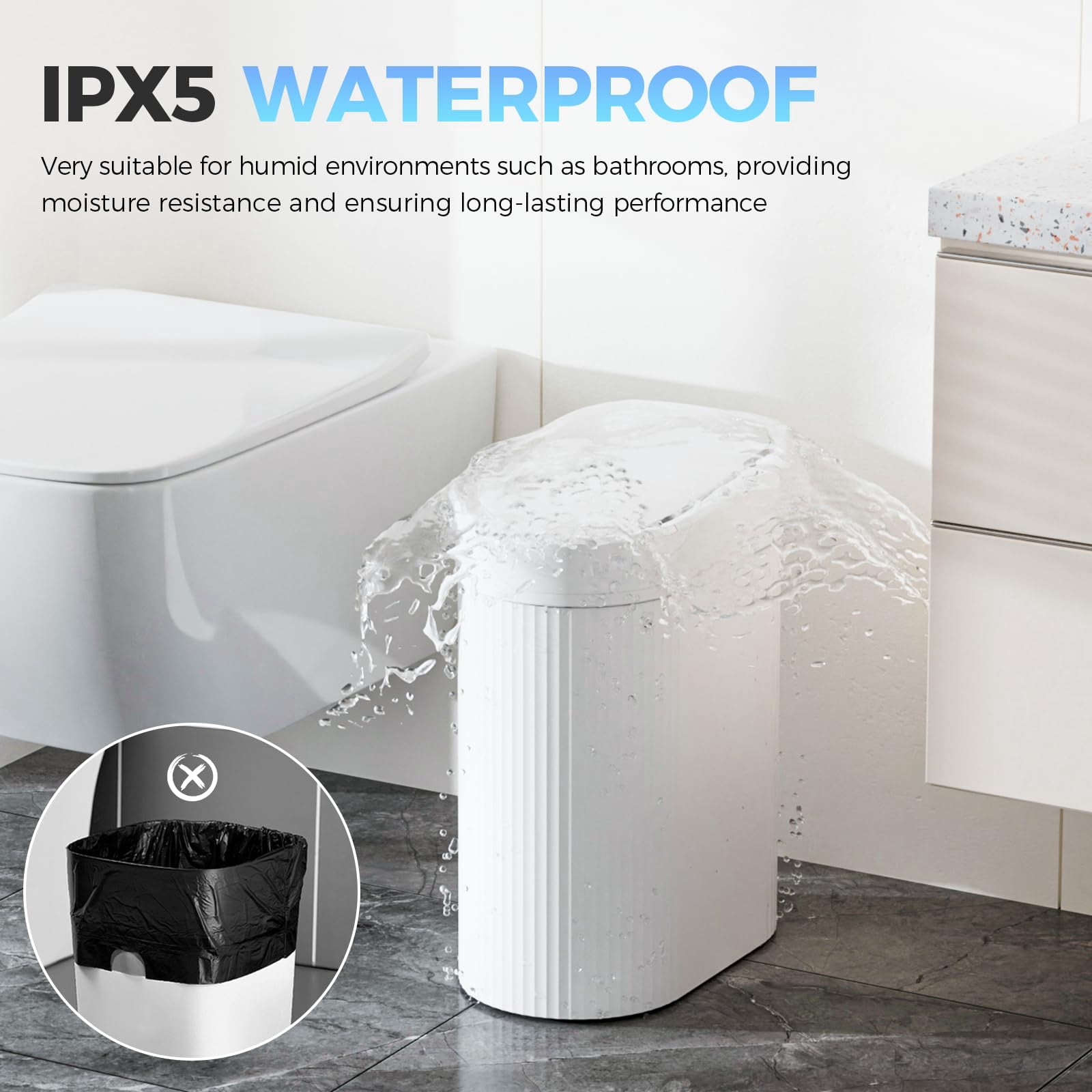 5 Gallon White Automatic Motion Sensor Touchless Garbage Can