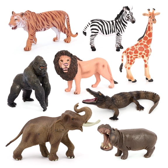 Safari Animal Figures 8PCS Africa Wild Zoo Animal Toys Figurines Decoration Christmas  Birthday Gift