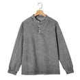 thumbnail image 6 of T-Shirts for Man, Vintage Distressed Long Sleeve Button Up Denim Pullover, Mens Vintage Henley Shirts with Button Placket for Casual, 6 of 6