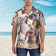thumbnail image 2 of Balery Sea Shells Camisas hawaianas de manga corta para hombre, camisas playeras de corte holgado, camisas de vacaciones con botones,Large, 2 of 7