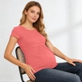 thumbnail image 5 of Gamivast Maternity Shirts for Women Scoop Neck Empire Waist Pleated Fit Tops Soft Stretchy Comfortable Short Sleeve Blouse Pregnancy Casual Daily outfits, 5 of 9