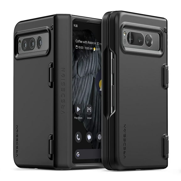 VRS DESIGN Phone Case for Google Pixel Fold Case (2023), [Simpli Fit Modern] with Spring-Loaded Hinge Cover (Matte Black)