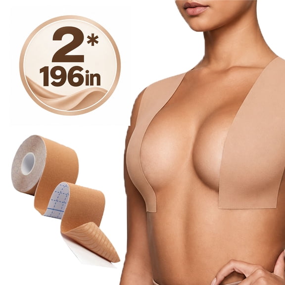 Women's Body Shape Tape, Boobtape for Breast Lift, Invisible Bust Lifting & Instant Sticky Magic Breastlifting Nude(2*196in)