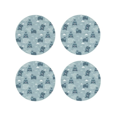 

Tideii Cute Hippopotamus for Leather Coasters 4 Pieces Anti-fouling and Anti-scalding Decorative Coasters Suitable for Restaurants Kitchens Coffee Shops-Round Shape