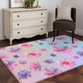 thumbnail image 3 of 3'x5' Rug for Living Room Bedroom, Spring Floral Washable Area Rugs Non-Slip Carpet Mats, Purple Pink Blue Flower Summer Botanical Indoor Low Pile Area Rug Runner for Kitchen, Mudroom, 3 of 8