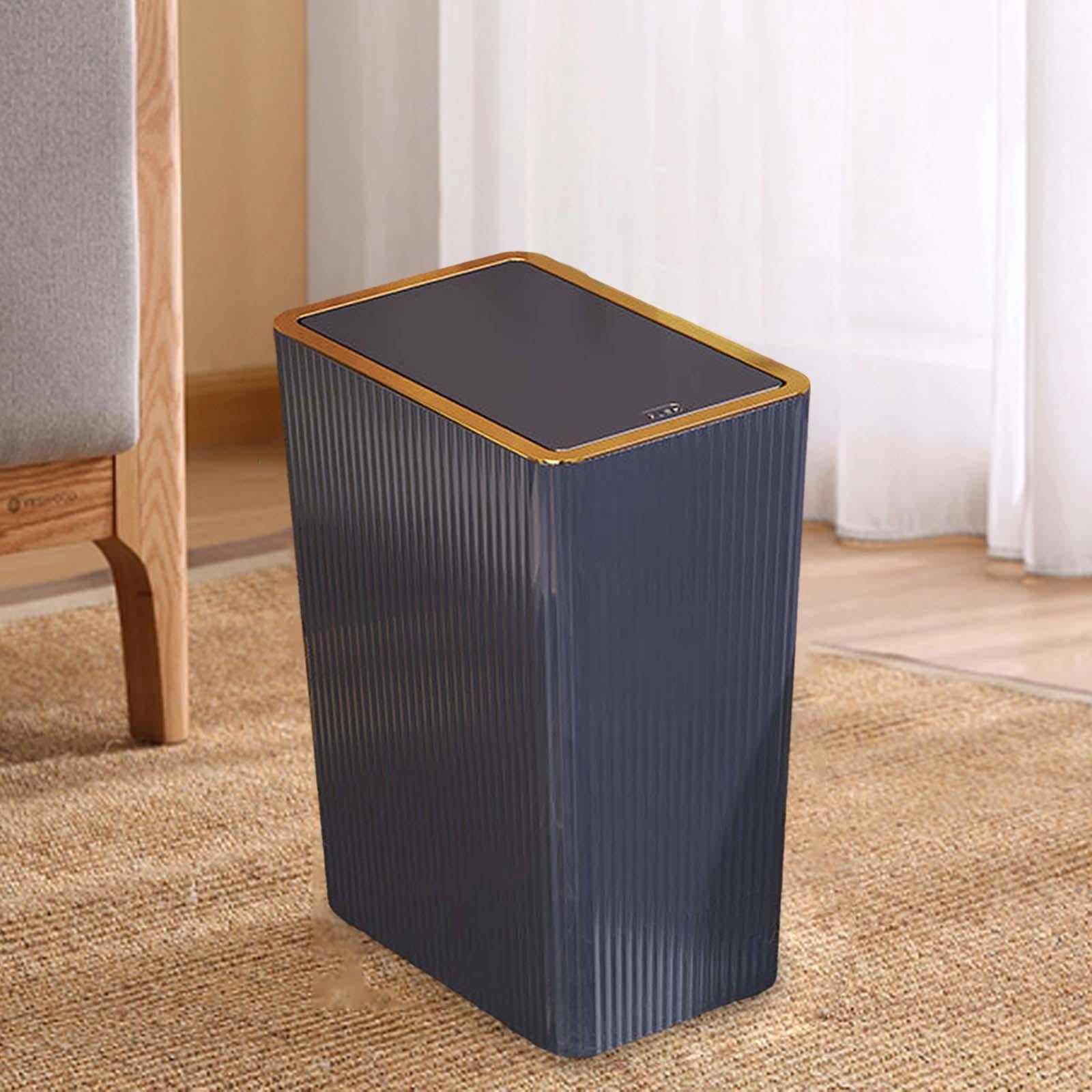 Kitchen Wastebasket with Press Type Lid Narrow Garbage Can, Paper Basket Organizer, Bathroom Trash Can with Lids for Study 15L Blue