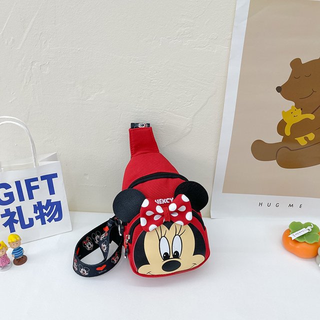 Nuevas bolsas de pecho de Mickey Mouse para niños, bolso de hombro informal de Minnie Mouse de dibujos animados de Disney, Mini bolsa de almacenamiento para teléfono para mujeres y niñas Gao Jinjia LED