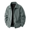 thumbnail image 2 of GrmtClth Vintage Mens Corduroy Soft Vertical Collared Jacket Long Sleeve Snap Closure Oversized Fit Mid Season Evening Outerwear Blue 2XL, 2 of 8