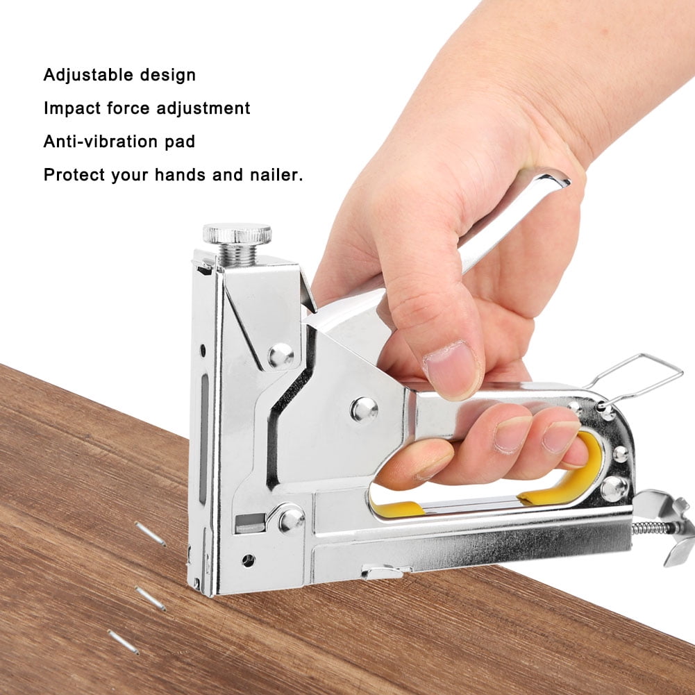 Higoodz Staple Tacker,Hand Operated Nailing Tool,Framing Stapler Manual Nailer Hand Operated Nailing Tool Hardware Accessory 3-Use Silver