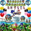 Habbipet 180 pcs Sonic Birthday Party Supplies for Kids-Sonic Hedgehog Party Supplies with Banner,Plates,Cups,Napkins,Tableware,Hanging Swirl Decorations,Ballons for 10-20 guest