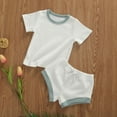 thumbnail image 3 of Seyurigaoka Seyurigaoka Infant Baby Clothes Short Sleeve Tops T-shirt and Shorts Pants Ribbed Outfits, 3 of 6
