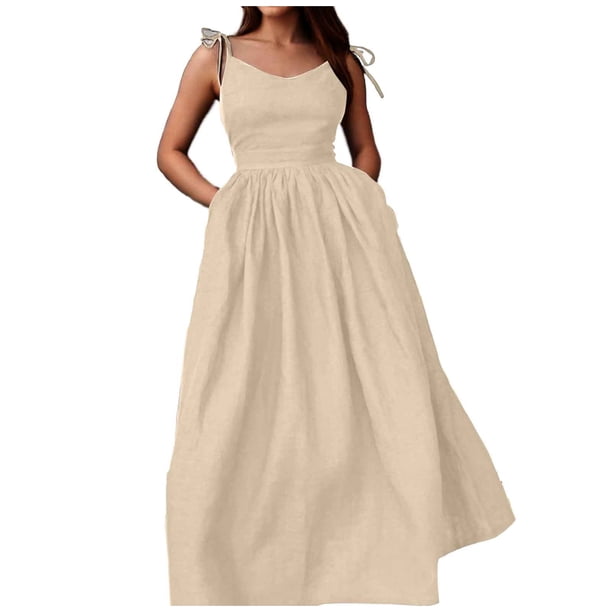 Vestido de moda liso sin espalda con cuello en V y cintura alta para mujer, poliéster spandex, estilo sexy y elegante, tallas S-XXXL
