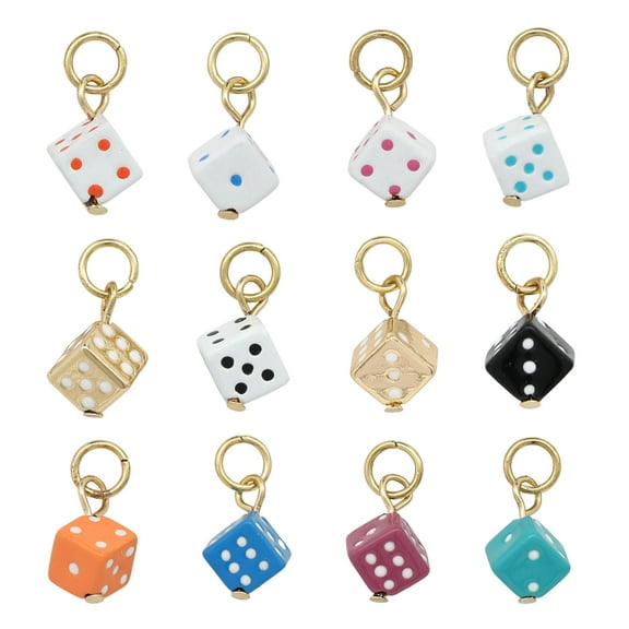 Dice Charm Mix by Bead Landing - Charms for DIY Jewelry Making - Necklaces - Bracelets & Keychains - 12 Pack