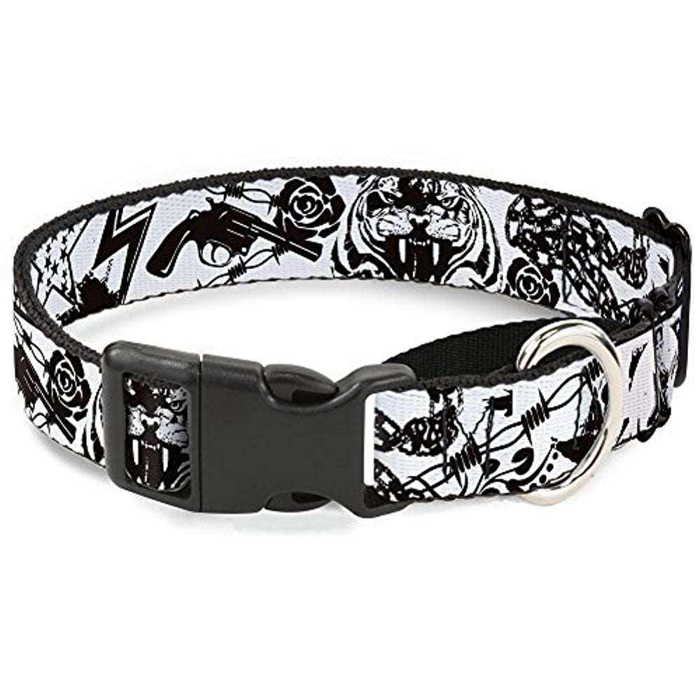 buckle-down mgc-w31301-l madness white black martingale dog collar