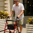 thumbnail image 5 of Rhythm Healthcare 4 Wheel Rollator, Steel Walker with 12x12" Seat and 6" Wheels, Red, 5 of 5