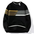 thumbnail image 2 of YUGYXL Men's Crewneck Sweaters Pullover Loose Long Sleeve Vintage Color Block Patchwork Knitted Casual Sweater Tops Black M, 2 of 3